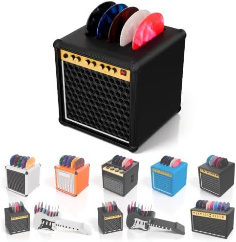 Guitar Pick Holder Case, Mini Amp Storage, Black, 1.6 in, 5 Slots
